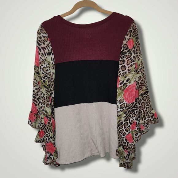 Lilypad ladies color block blouse pullover top Size small - Picture 2 of 8